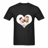 Custom Photo Loving Couple White Love Romance Heavy Cotton T-Shirt Put Your Image on A Tshirt