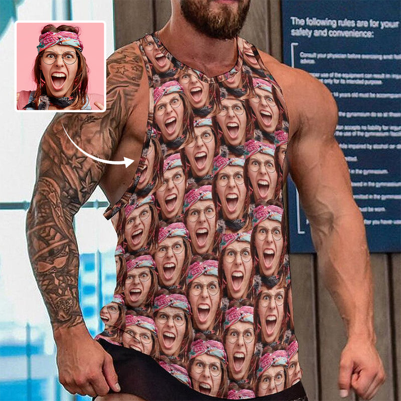 Custom Multi-Face Tank Tops Personalized Photo Men's Tank Top T-shirt