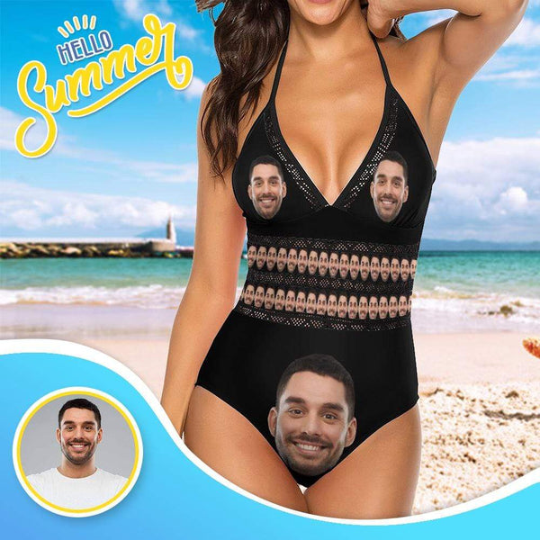 Custom Face Love Women's New Strap One Piece Swimsuit&Men's Beach Shorts