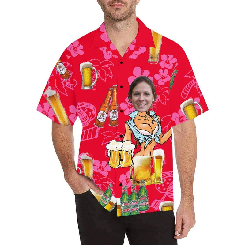 Custom Face Hawaiian Shirts for Boyfriend/Husband Beer Aloha Shirts Gift Personalized Hawaiian Shirts Made for You Face Shirt