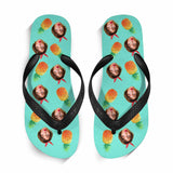 Custom Pineapple And Girfriend Face sandals Personalized Face Flip Flops