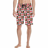 Custom Face Red Mouth Men's All Over Print Casual Shorts