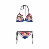 Custom Face American Flag Bikini Personalized Swimsuit Celebrate Holiday Party