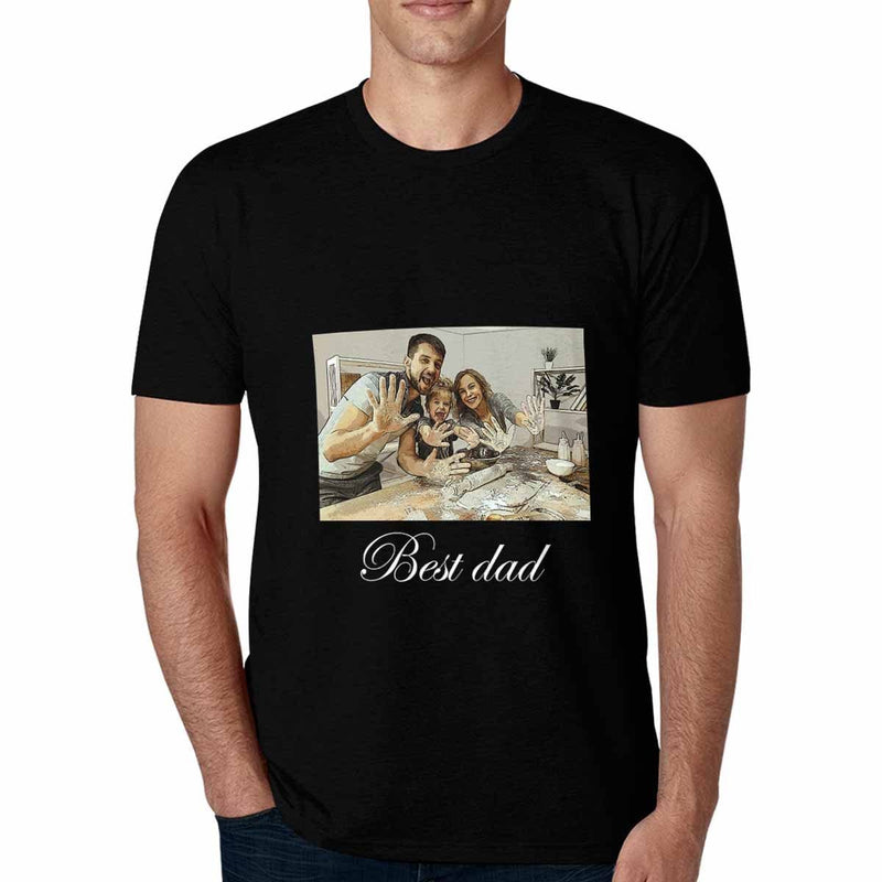 Custom Photo Best Dad Family Photo Happiness T-shirt Design Your Own Custom T-shirt Create Your Own Shirt for Him