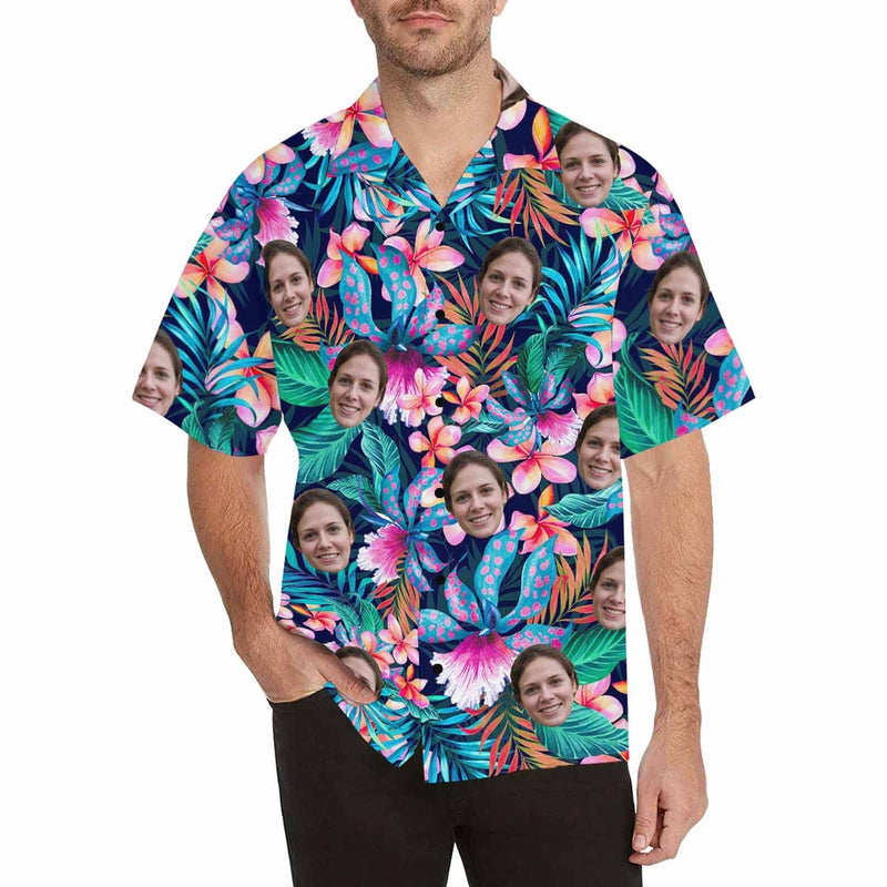 Custom Face Hawaiian Shirt for Boyfriend/Husband Personalized Hawaiian Shirt Photo Tropical Aloha Shirt Birthday Vacation Party Gift