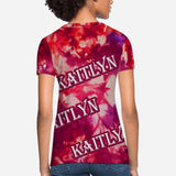 Custom Name Red Tie Dye Women's All Over Print T-shirt