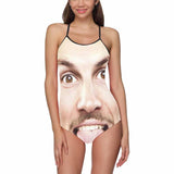 Custom Face Swimsuit Funny Photo Personalized Women's Slip One Piece Bathing Suit Birthday Girlfriend Gift