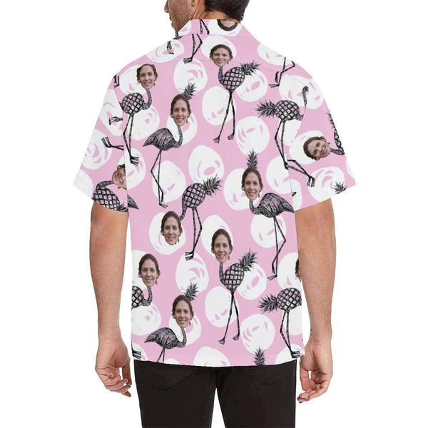 Custom Image Hawaiian Shirt with Face Funny Flamingo Create Your Own Hawaiian Shirt Face Aloha Shirt Gift