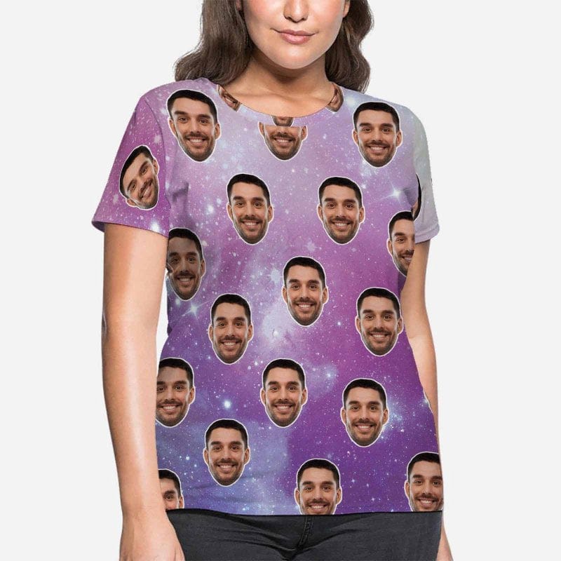 Custom Boyfriend Face Starry Sky Women's All Over Print T-shirt