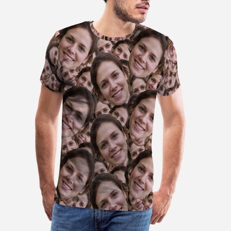 Custom Face Seamless Head Men's T-shirt Printing Your Own Tshirt with Personalized Image for Him