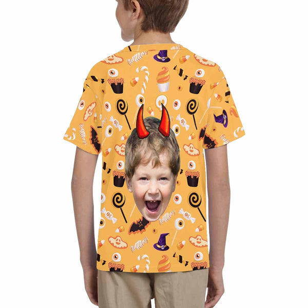 Custom Face Ghost Bat Halloween Kid's All Over Print T-shirt