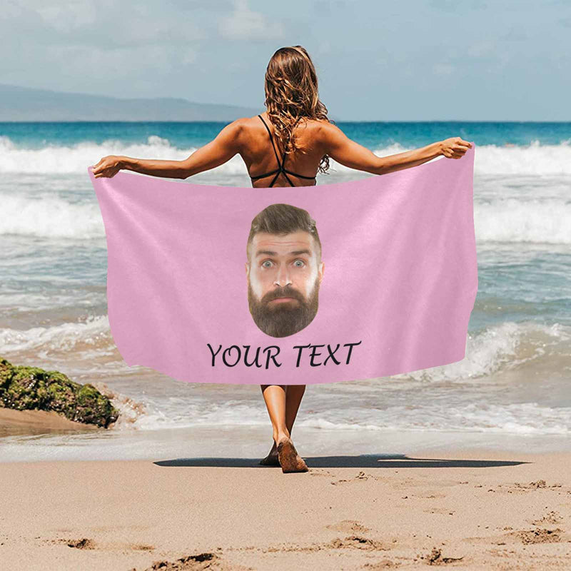 Custom Face&Text Bath Towel Beach Towel Pool Towel Camp Towel