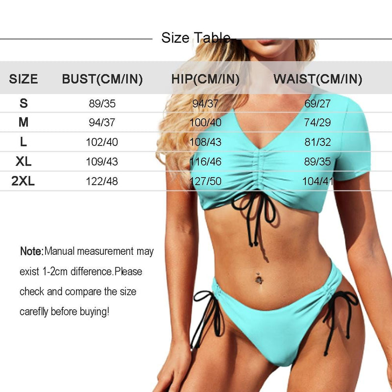 Custom Face Retro Style Swimsuit Personalized Women's New Bikini With Sleeves Summer Vacation