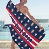 Custom Flag Face&Text Bath Towel Beach Towel Pool Towel Camp Towel