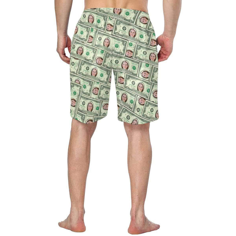 Custom Face Money Personalized Photo Men's Elastic Beach Short