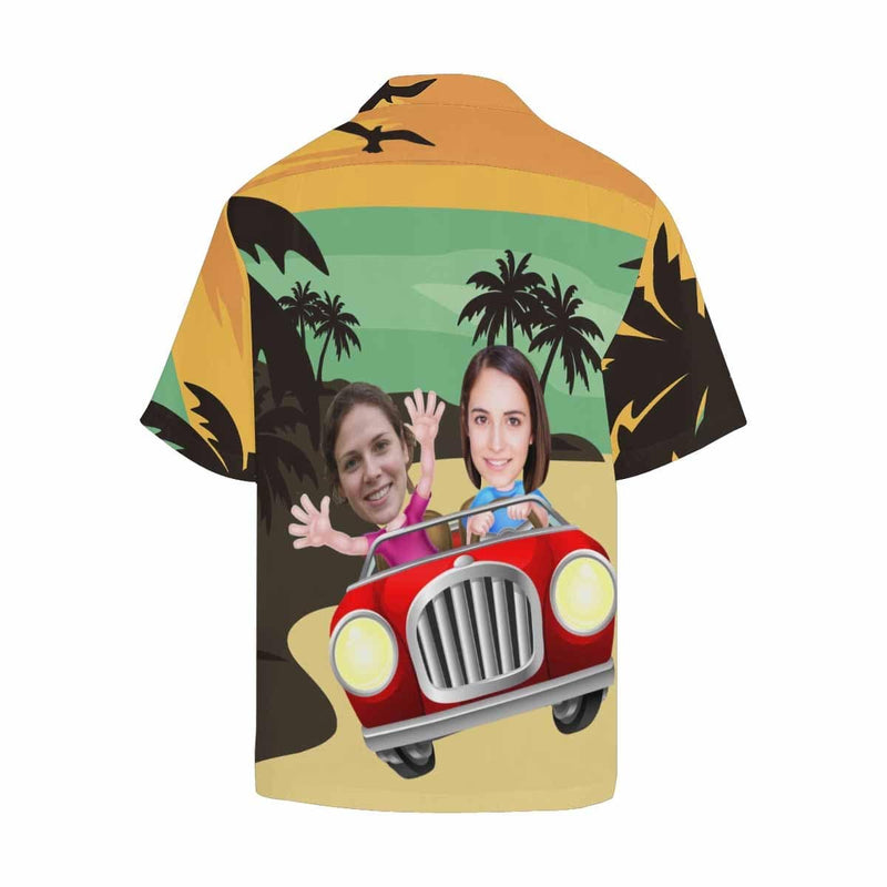 Custom Face Cartoon Car Men's All Over Print Hawaiian Shirt