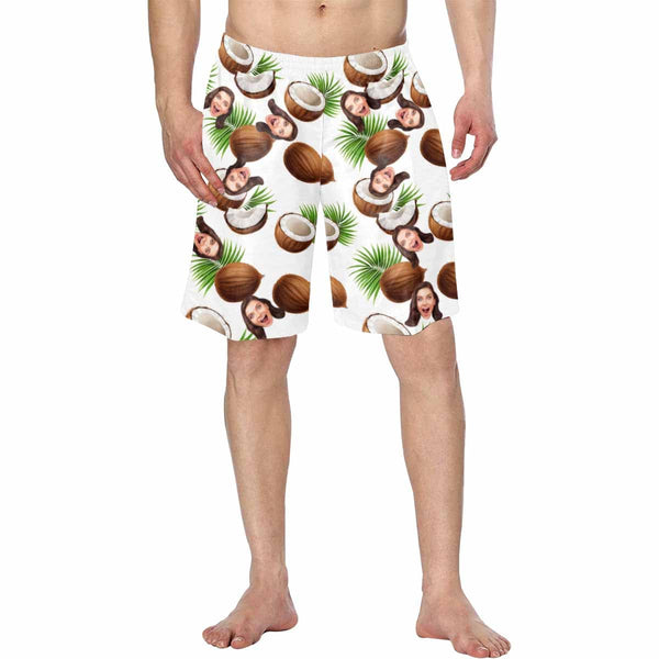 Custom Face Coconut Personalized Photo Men's Elastic Beach Short