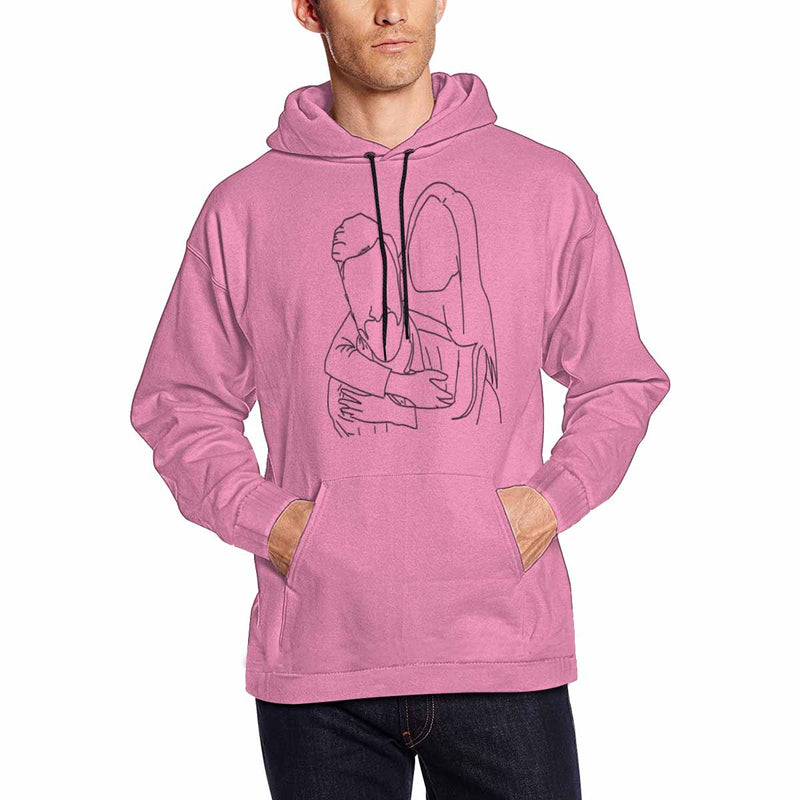 Custom Portrait Outline Shirt, Line Art Photo Shirt For Male, Custom Men's All Over Print Hoodie, Photo Outline Outfit For Couple