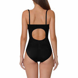 Custom Face&Name Black Women's Slip One Piece Swimsuit