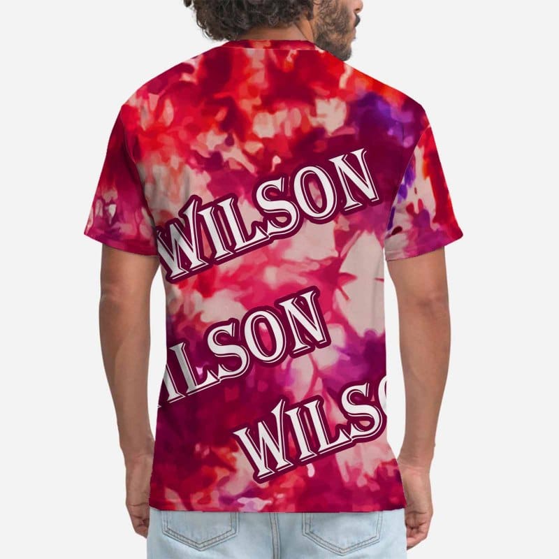 Custom Name Red Tie Dye Men's T-shirt Print Your Own Personalized Shirt for Him Unique Shirt Gift