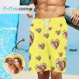 Custom Face Multiple Color Personalized Couple Photo Men's Beach Short-Drawstring Short