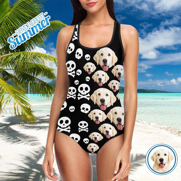 Custom Face Pet Bone Women's Tank Top Bathing Swimsuit