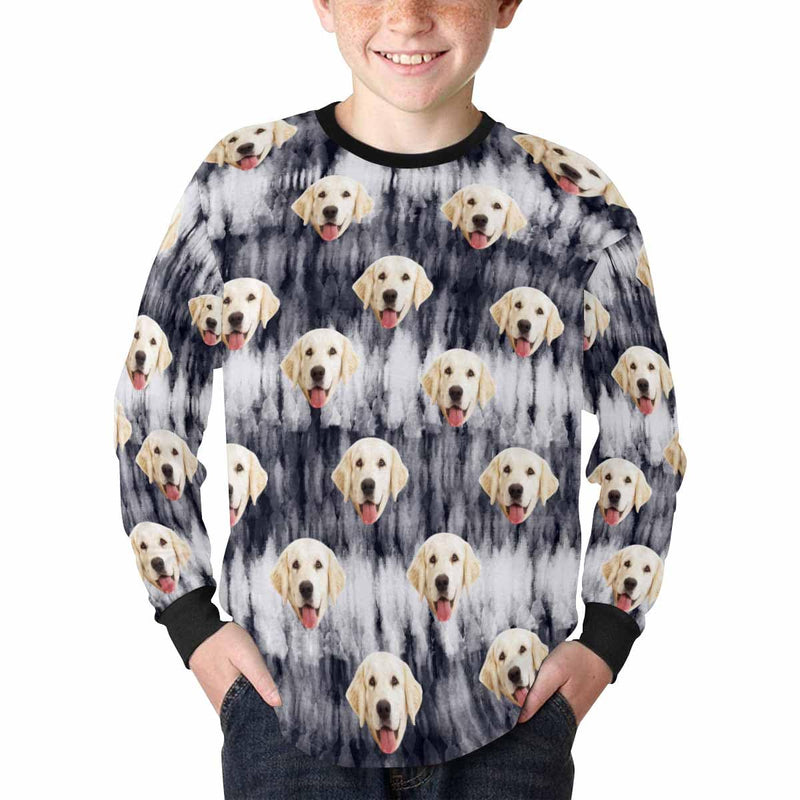 Custom Face Unique Kids' Rib Cuff Long Sleeve T-shirt