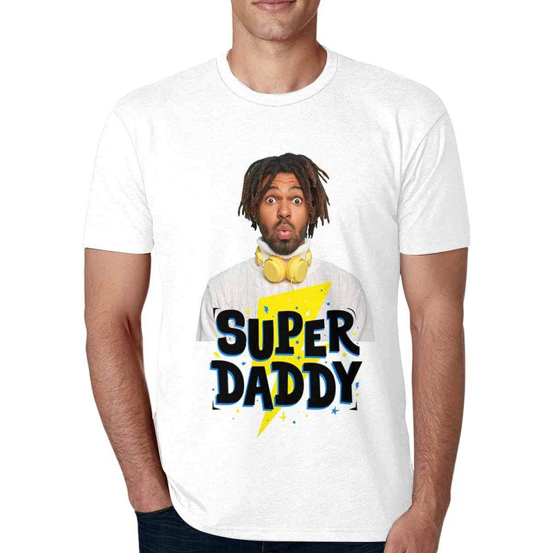 Custom T-shirt with Photo Super Daddy Put Your Image on A Tshirt Personalized T Shirt with Image for Him