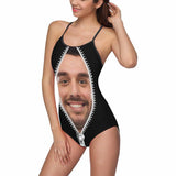 #Bathingsuit-Custom Face Swimsuit Personalized Zipper Women's One Piece Bathing Suits For Her