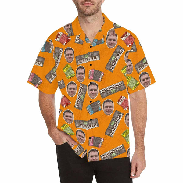 Custom Father Face Keyboard Men's All Over Print Hawaiian Shirt