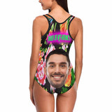 Custom Face Floral Women's One Piece Swimsuit