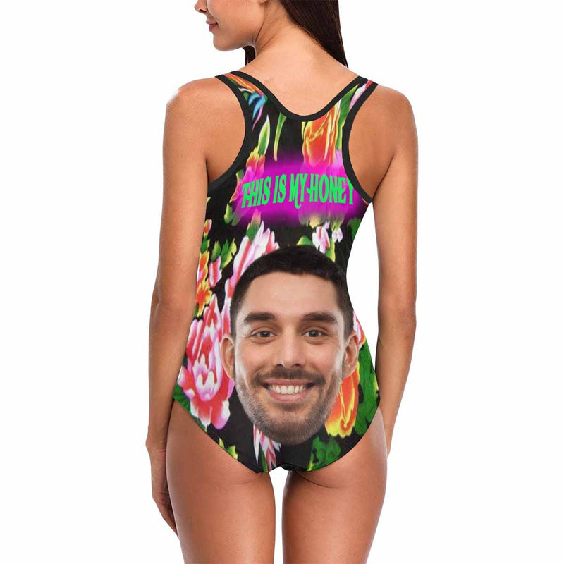 Custom Face Floral Women's One Piece Swimsuit