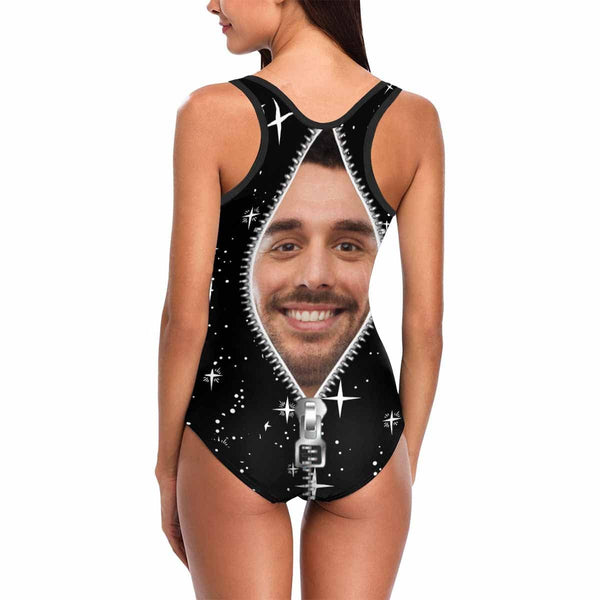 Custom Face Shiny Star Night Women's Tank Top Bathing Swimsuit