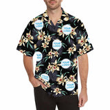 Custom Hawaiian Shirts with Logo Yellow Small Flower Customize Men's All Over Print Hawaiian Shirt Gift for Him