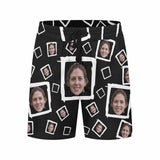 Custom Face&Logo Square Creative Men's Quick Dry Swim Shorts, Personalized Funny Swim Trunks