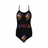 Custom Face&Name Black Women's Slip One Piece Swimsuit