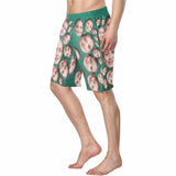 Custom Face Dark Green Personalized Photo Men's Elastic Beach Short