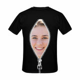 Custom Girlfriend Face Black Zipper Print T-shirt Made for You Custom Shirt Personalized Face Tshirt