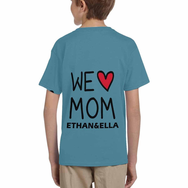 Custom Name We Love Mom Blue Kid's All Over Print T-shirt