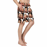 Custom Girlfriend Face Black & White Gird Men's Beach Shorts