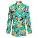 Custom Face Pineapple Vntage Casual Long Sleeve Hawaiian Shirts