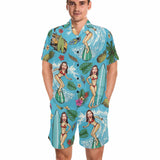 Custom Face Cool Happy Hawaiian Set Summer Holiday Hawaiian Shirt & Shorts Set