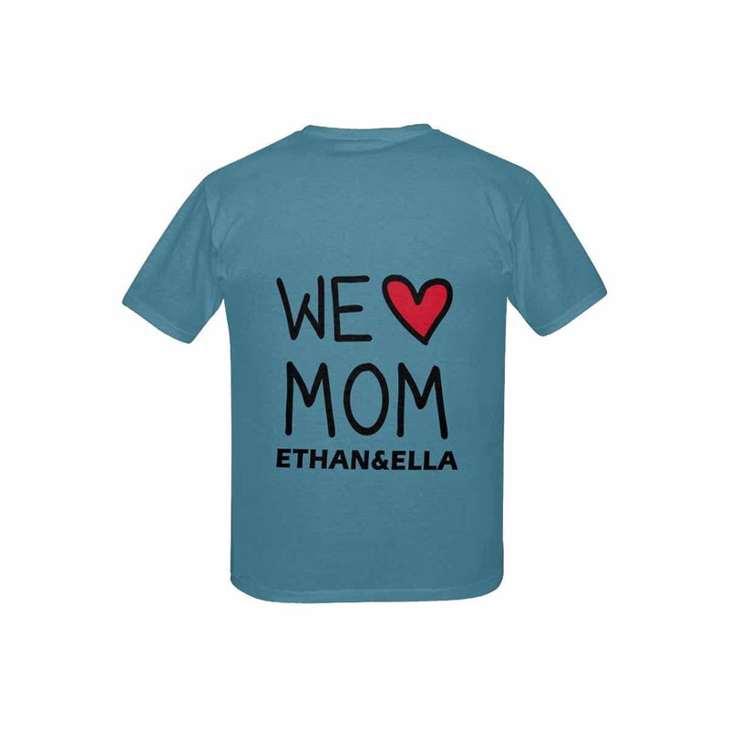 Custom Name We Love Mom Blue Kid's All Over Print T-shirt