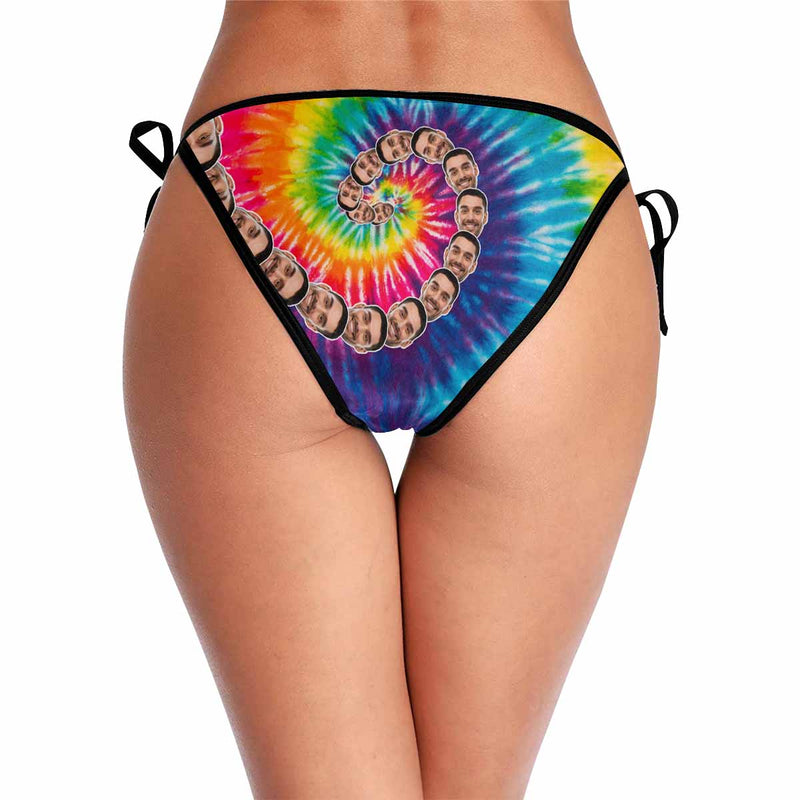 Custom Boyfriend Face Swirl Personalized Bikini Swimsuit Bottom