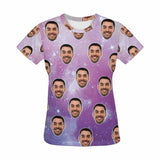 Custom Boyfriend Face Starry Sky Women's All Over Print T-shirt