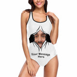 Custom Face&Text Pull Away Women's Tank Top Bathing Swimsuit