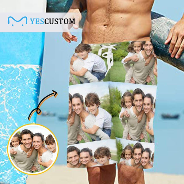 Custom Splicing Face Personalized Photo Men's Beach Short-Drawstring Short