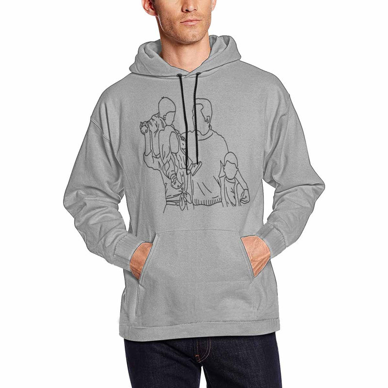 Custom Portrait Outline Shirt, Line Art Photo Shirt For Male, Custom Men's All Over Print Hoodie, Photo Outline Outfit For Family