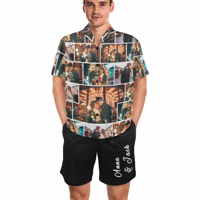 Custom Photo&Name Sweet Lover Hawaiian Set Summer Holiday Hawaiian Shirt & Shorts Set