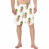 Custom Face Pineapple White Personalized Photo Men's Elastic Beach Short